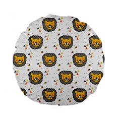 Lion Heads Pattern Design Doodle Standard 15  Premium Round Cushions by Mog4mog4