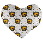 Lion Heads Pattern Design Doodle Large 19  Premium Heart Shape Cushions Front