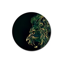 Angry Male Lion Rubber Coaster (round) by Mog4mog4