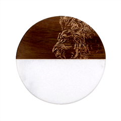 Angry Male Lion Classic Marble Wood Coaster (round)  by Mog4mog4