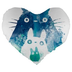 My Neighbor Totoro Large 19  Premium Flano Heart Shape Cushions by Mog4mog4