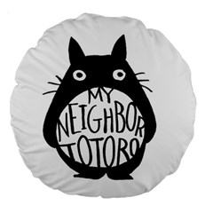 My Neighbor Totoro Black And White Large 18  Premium Round Cushions by Mog4mog4