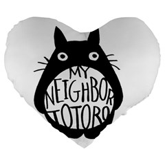 My Neighbor Totoro Black And White Large 19  Premium Heart Shape Cushions by Mog4mog4