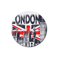 Big Ben City Of London Rubber Round Coaster (4 Pack) by Mog4mog4