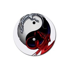 Yin And Yang Chinese Dragon Rubber Coaster (round) by Mog4mog4