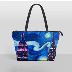 Starry Night In New York Van Gogh Manhattan Chrysler Building And Empire State Building Classic Shoulder Handbag by Mog4mog4