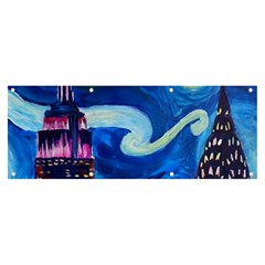 Starry Night In New York Van Gogh Manhattan Chrysler Building And Empire State Building Banner And Sign 8  X 3  by Mog4mog4