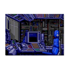 Blue Computer Monitor With Chair Game Digital Wallpaper, Digital Art Sticker A4 (10 Pack) by Bakwanart