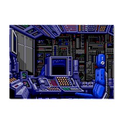 Blue Computer Monitor With Chair Game Digital Wallpaper, Digital Art Crystal Sticker (a4) by Bakwanart