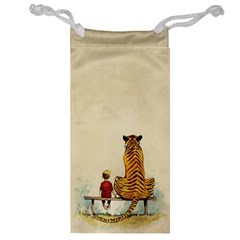 Tiger Sitting Beside Boy Painting Parody Cartoon Jewelry Bag by Bakwanart