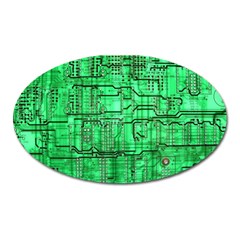 Green Circuit Board Computer Oval Magnet by Bakwanart