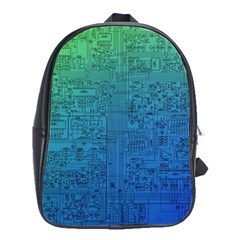 Blue And Green Circuit Board Wallpaper Circuit Board Sketch School Bag (large) by Bakwanart