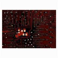 Red Computer Circuit Board Large Glasses Cloth by Bakwanart