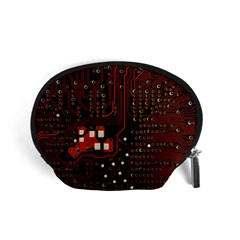 Red Computer Circuit Board Accessory Pouch (small) by Bakwanart