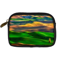 Grassland Nature Palouse Green Field Hill Sky Butte Digital Camera Leather Case by Bakwanart