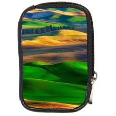 Grassland Nature Palouse Green Field Hill Sky Butte Compact Camera Leather Case by Bakwanart