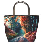 Forest Autumn Fall Painting Bucket Bag Back