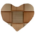 Wooden Wickerwork Texture Square Pattern Large 19  Premium Heart Shape Cushions Back