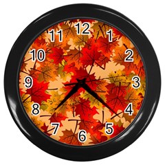 Wallpaper Background Autumn Fall Wall Clock (black) by Vaneshart