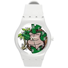 Amphibian-animal-cartoon-reptile Round Plastic Sport Watch (m) by 99art