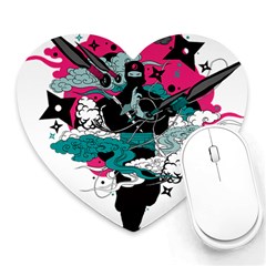 Japan Ninja-japanese-samurai-color- Heart Mousepad by 99art