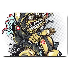 Scooter-motorcycle-boot-cartoon-vector Large Doormat by 99art
