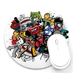 Mural Graffiti Paint Round Mousepad by 99art