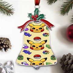 Pikachu Metal Holly Leaf Bell Ornament by artworkshop