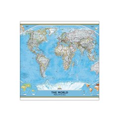 Blue White And Green World Map National Geographic Satin Bandana Scarf 22  X 22  by B30l