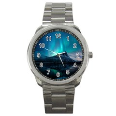 Aurora Borealis Mountain Reflection Sport Metal Watch by B30l