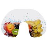 Variety Of Fruit Water Berry Food Splash Kiwi Grape Travel Neck Pillow Front