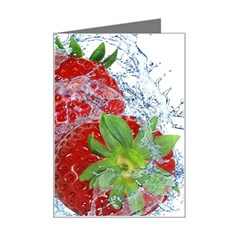 Red Strawberries Water Squirt Strawberry Fresh Splash Drops Mini Greeting Card by B30l