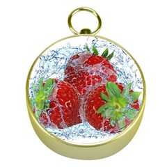 Red Strawberries Water Squirt Strawberry Fresh Splash Drops Gold Compasses by B30l