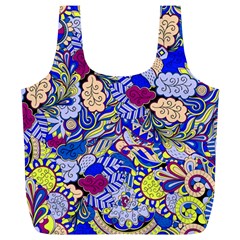 Blue Yellow Background Pattern Vector Texture Paisley Full Print Recycle Bag (xl) by danenraven