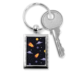 Cosmos Rockets Spaceships Ufos Key Chain (rectangle) by Cowasu