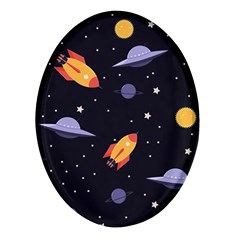 Cosmos Rockets Spaceships Ufos Oval Glass Fridge Magnet (4 Pack) by Cowasu