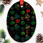 Apples Honey Honeycombs Pattern Oval Ornament (Two Sides) Front