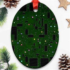 Circuit Board Conductor Tracks Oval Ornament (two Sides) by Cowasu