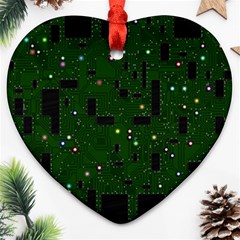 Circuit Board Conductor Tracks Heart Ornament (two Sides) by Cowasu