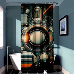 Illustrations Technology Robot Internet Processor Shower Curtain 36  X 72  (stall)  by Cowasu