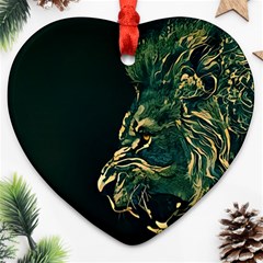 Angry Male Lion Ornament (heart) by Cowasu