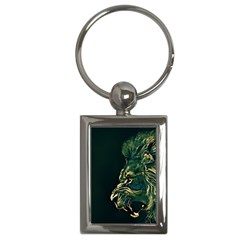 Angry Male Lion Key Chain (rectangle) by Cowasu