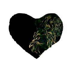 Angry Male Lion Standard 16  Premium Heart Shape Cushions by Cowasu