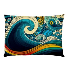 Waves Wave Ocean Sea Abstract Whimsical Abstract Art Pillow Case by Cowasu