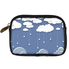 Blue Clouds Rain Raindrops Weather Sky Raining Digital Camera Leather Case by Wav3s