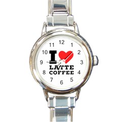 I Love Latte Coffee Round Italian Charm Watch by ilovewhateva