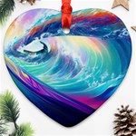 Wave Ocean Sea Tsunami Nautical Nature Water Heart Ornament (Two Sides) Front