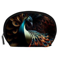 Peacock Bird Feathers Plumage Colorful Texture Abstract Accessory Pouch (large) by Wav3s