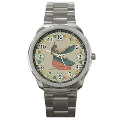 Egyptian Woman Wing Sport Metal Watch by Wav3s