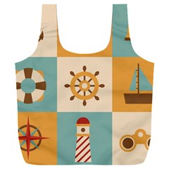 Nautical-elements-collection Full Print Recycle Bag (xxxl) by Wav3s